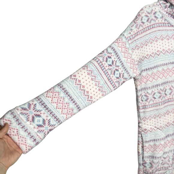 Nautica Plush Fair Isle Print Hooded Cozy Lounge Dress Or Nightgown - Picture 2 of 12